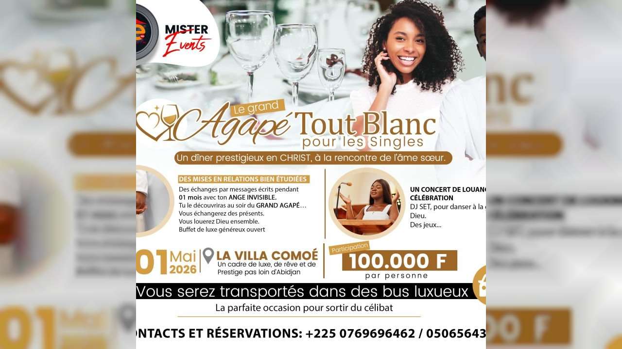 Le GRAND AGAPÉ TOUT BLANC - Pour les SINGLE