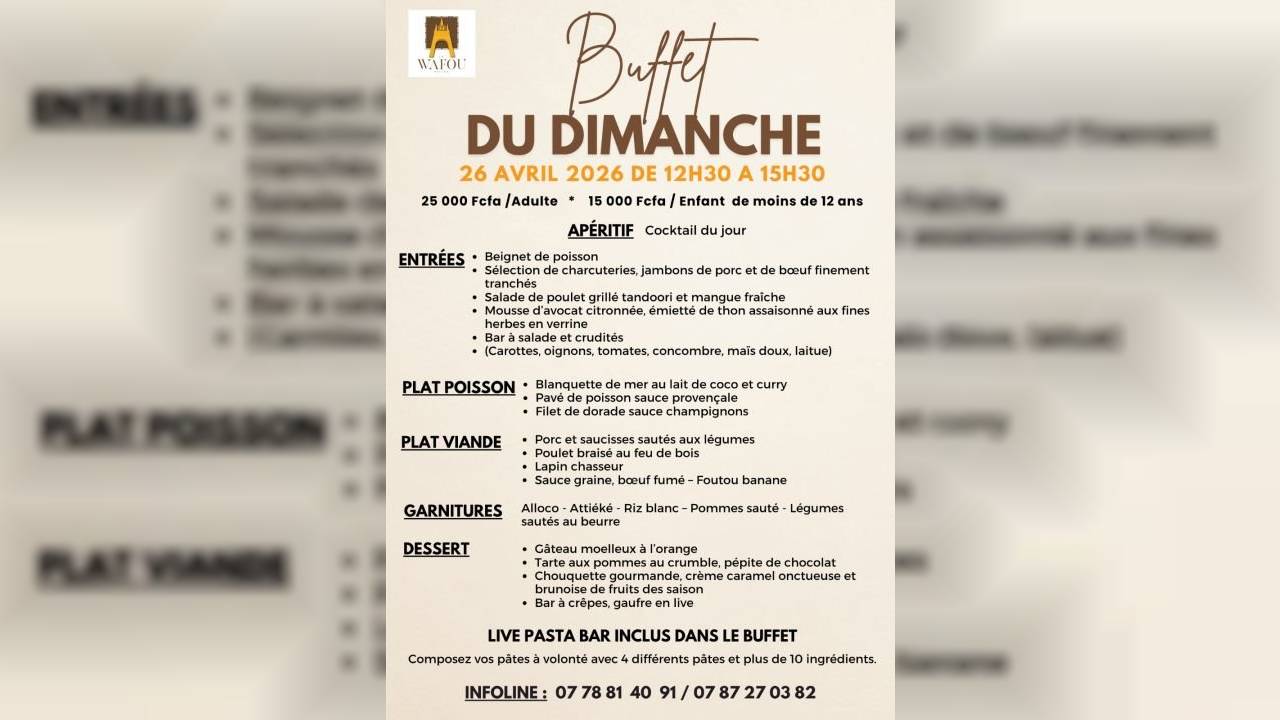 Sunday Buffet au Wafou Hotel