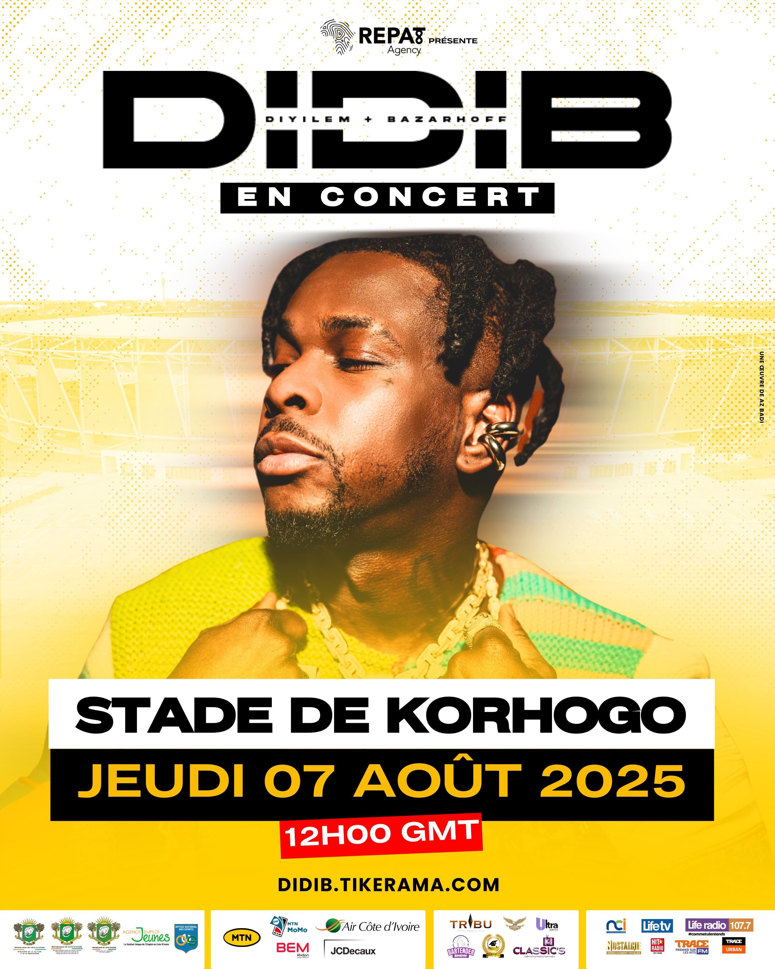  Achetez des tickets pour DIDI B STADE DE KOROGHO et profitez comme jamais auparavant.