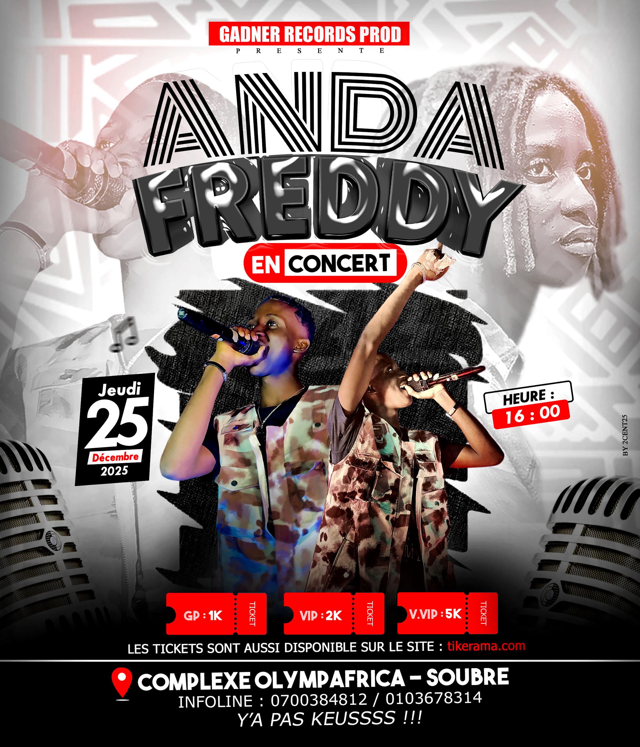  Achetez des tickets pour CONCERT FREDDY ANDA AU C... et profitez comme jamais auparavant.