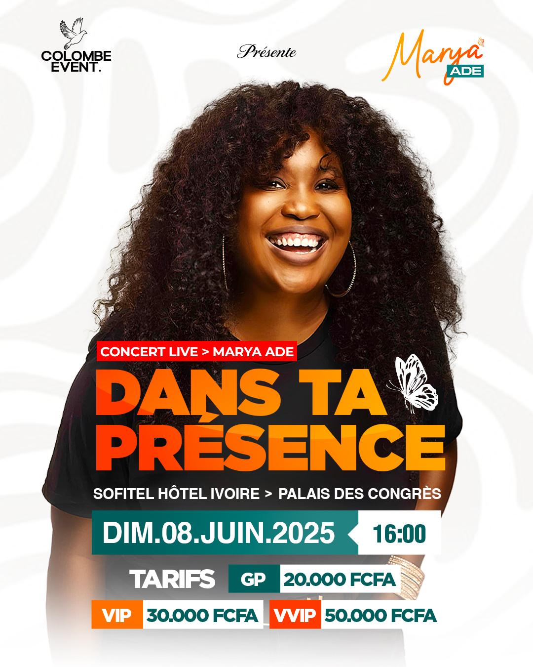 Achetez des tickets pour Concert live MARYA ADE et profitez comme jamais auparavant.