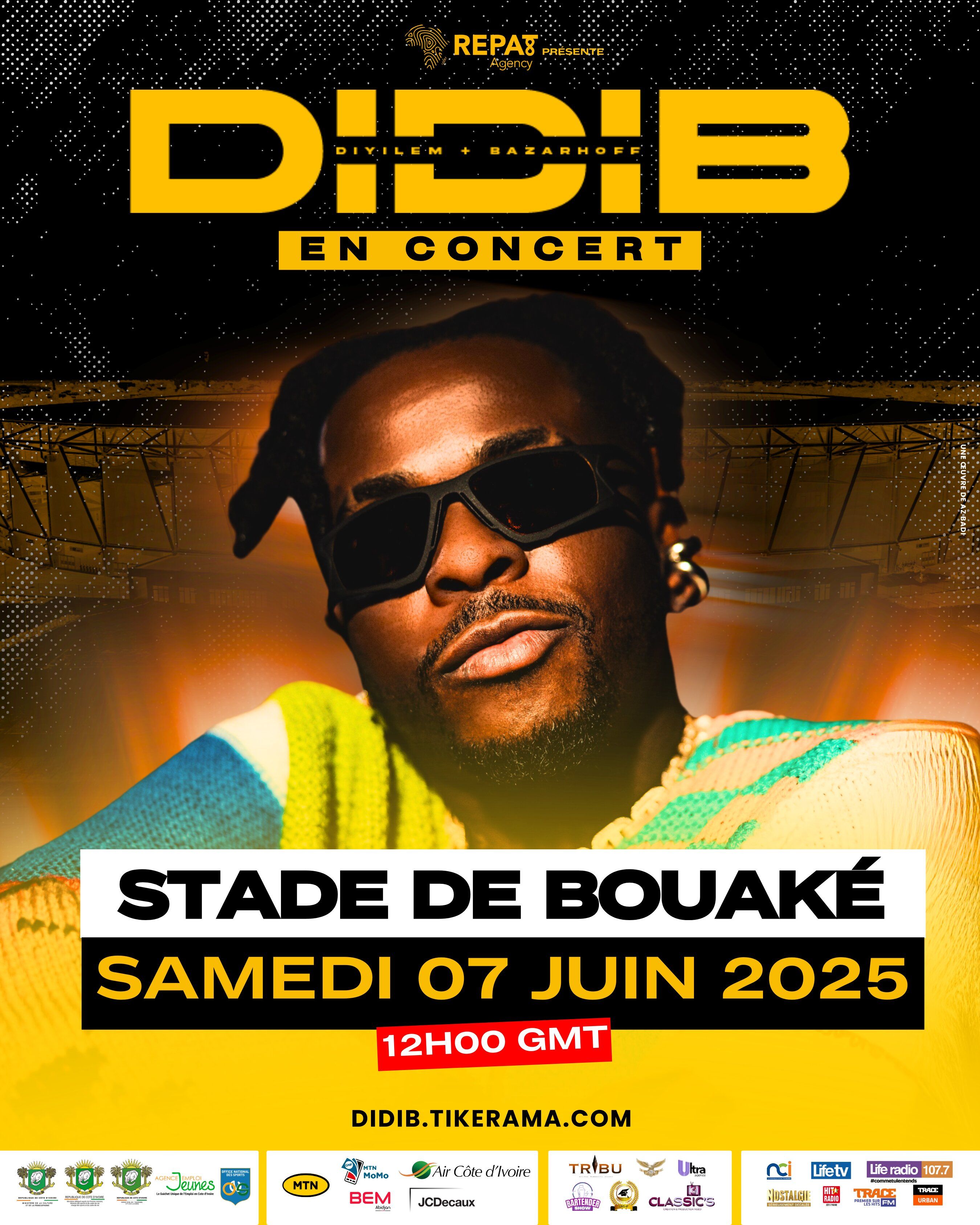  Achetez des tickets pour DIDI B STADE DE BOUAKE et profitez comme jamais auparavant.