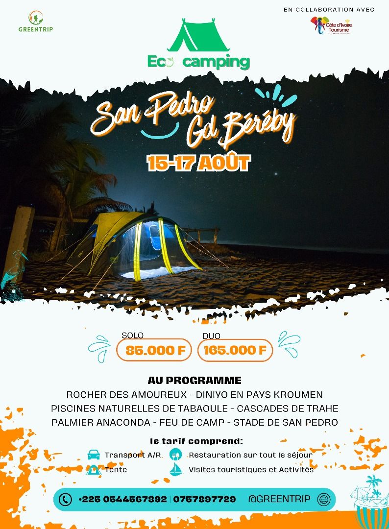  Achetez des tickets pour Eco Camping Grand Bereby et profitez comme jamais auparavant.
